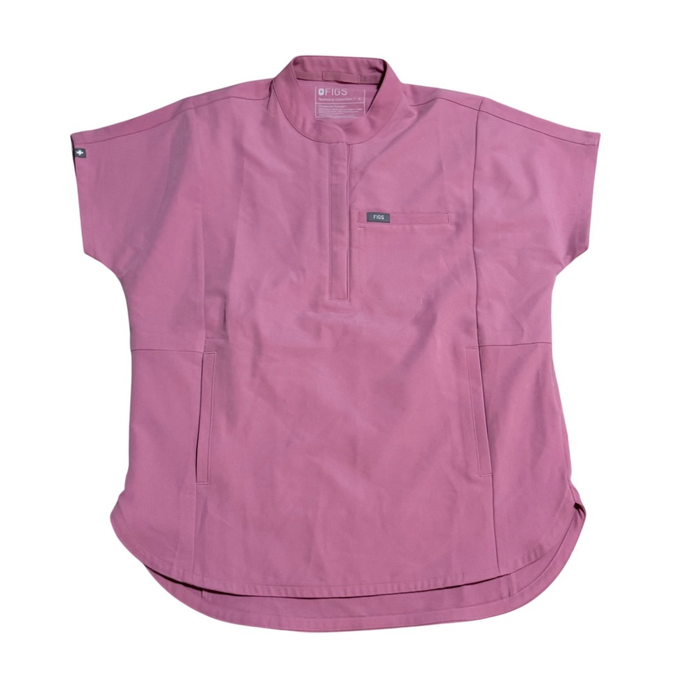 Figs "Chalk Pink" Lmtd Ed Montex Scrub Top sz Small Nurse feminine quarter zip
